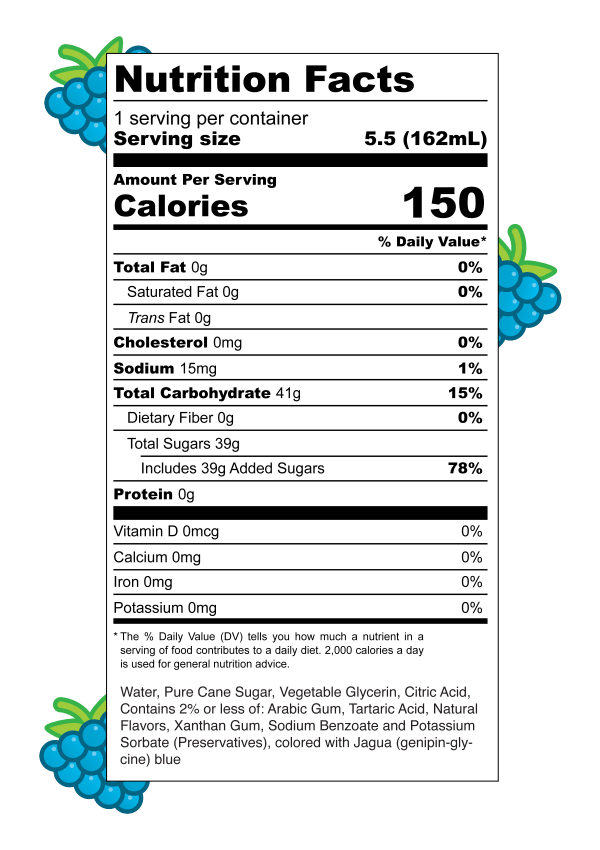 Blue Raspberry SnoBlast<sup>&reg;</sup> Nutrition