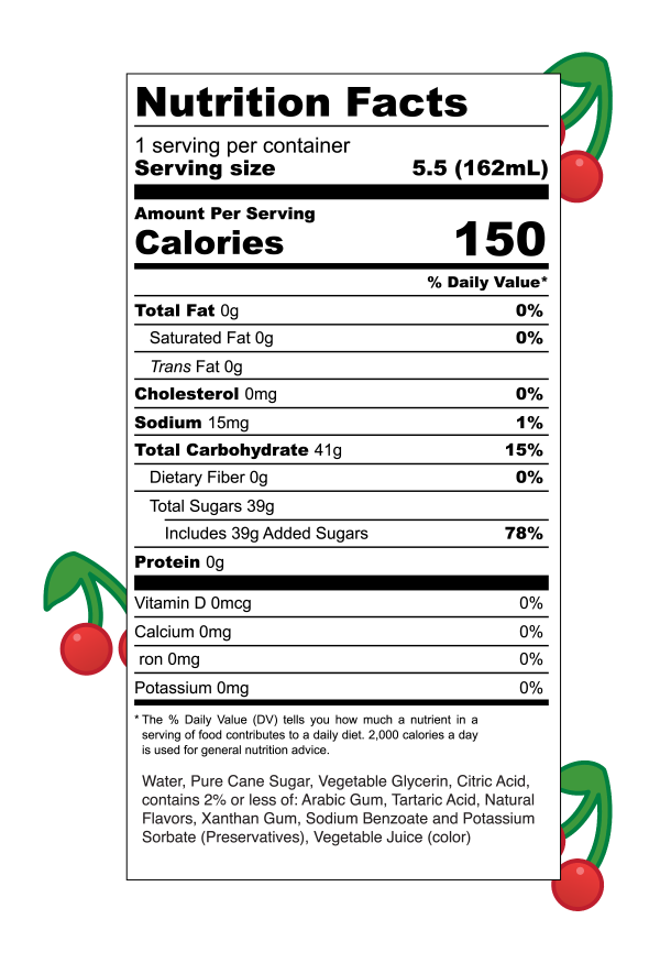 Cherry SnoBlast<sup>&reg;</sup> Nutrition